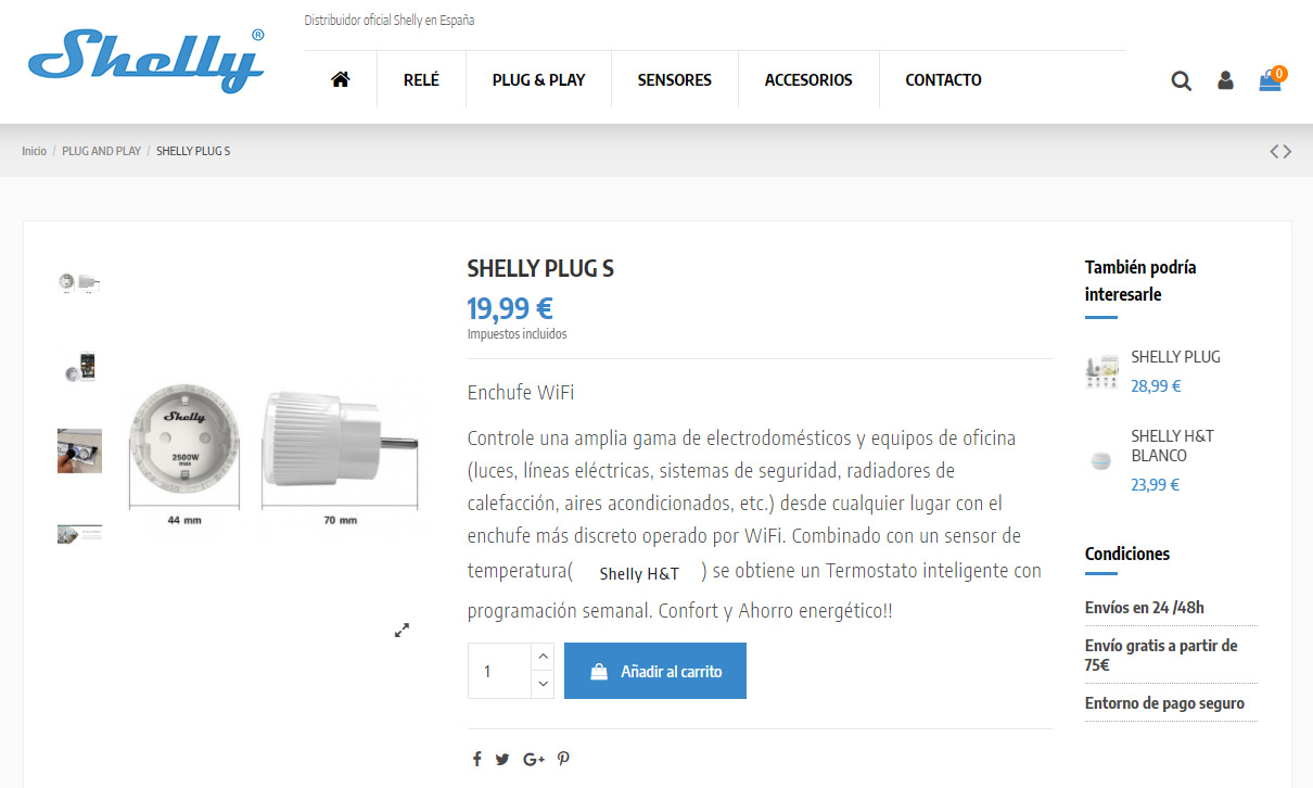 Domótica Solar - Shelly Plug S